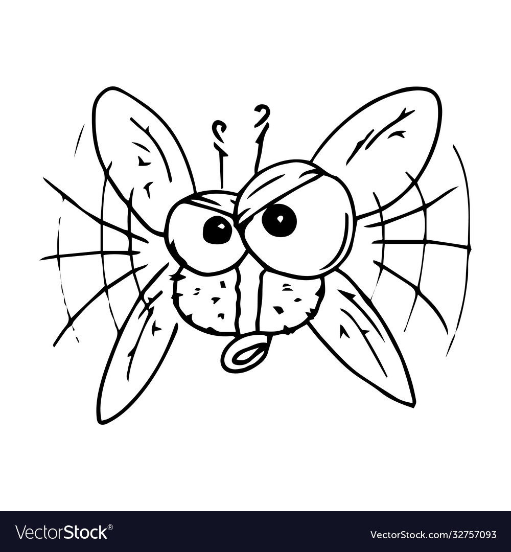 Fly hand drawn cartoon icon Royalty Free Vector Image