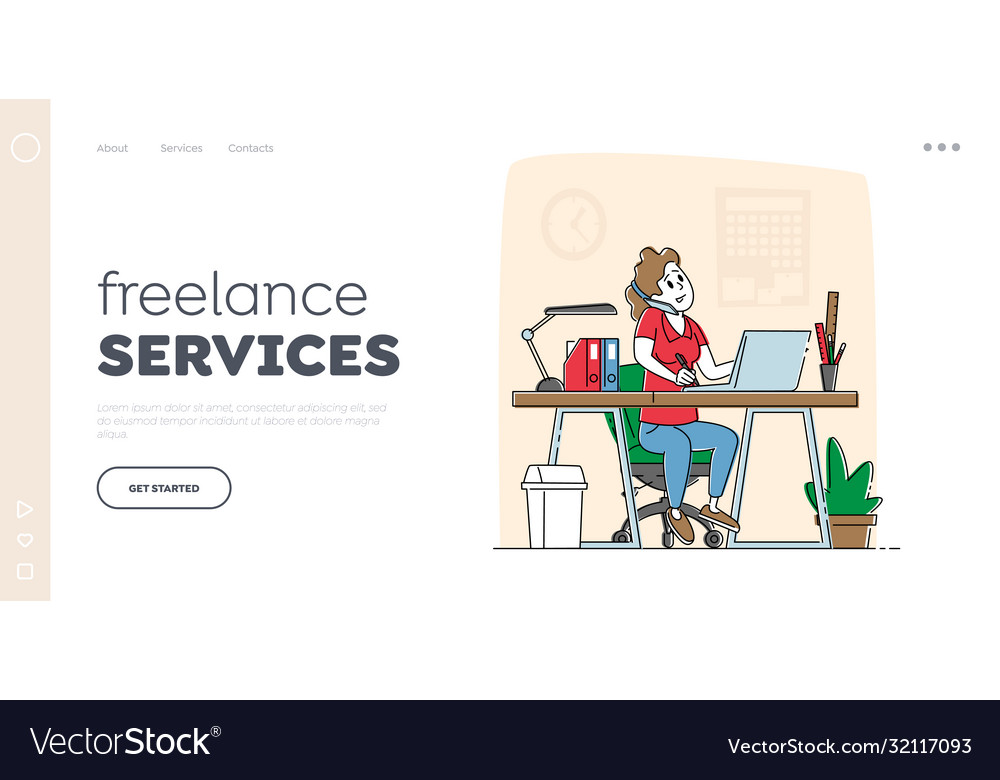 Freelance employee landing page template office Vector Image