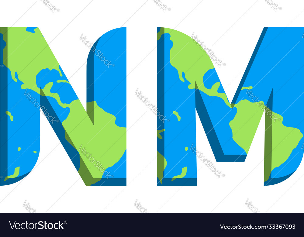 Initial nm logo design with world map style