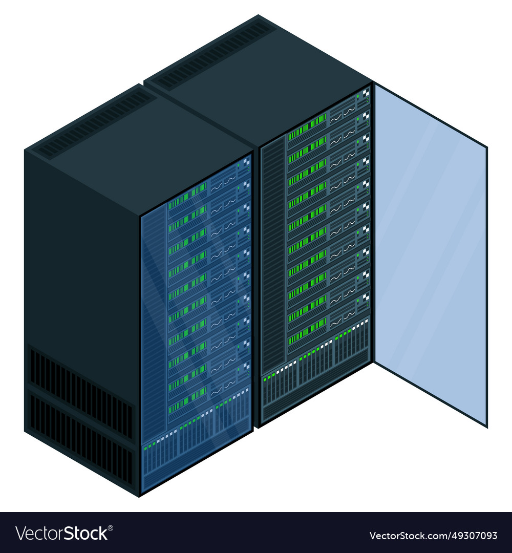 Isometric server network room 3d computer Vector Image Isometric server network room 3d computer