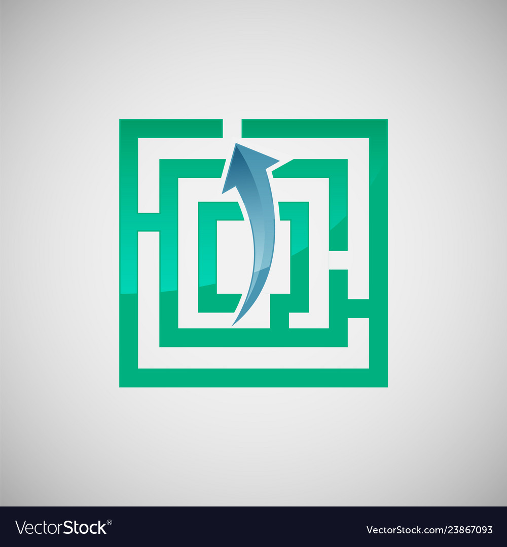 Labyrinth and arrow icon design