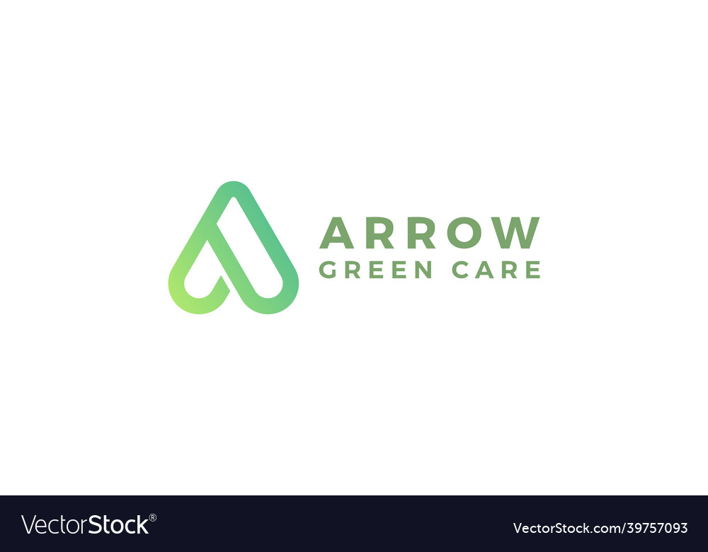 Letter a green colour arrow natural minimal logo Vector Image