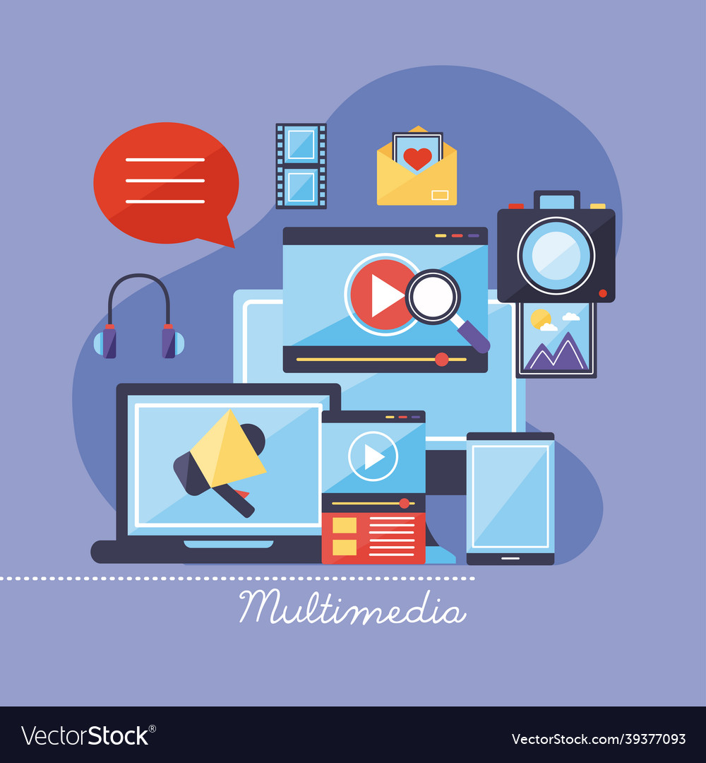 Multimedia content icon group Royalty Free Vector Image