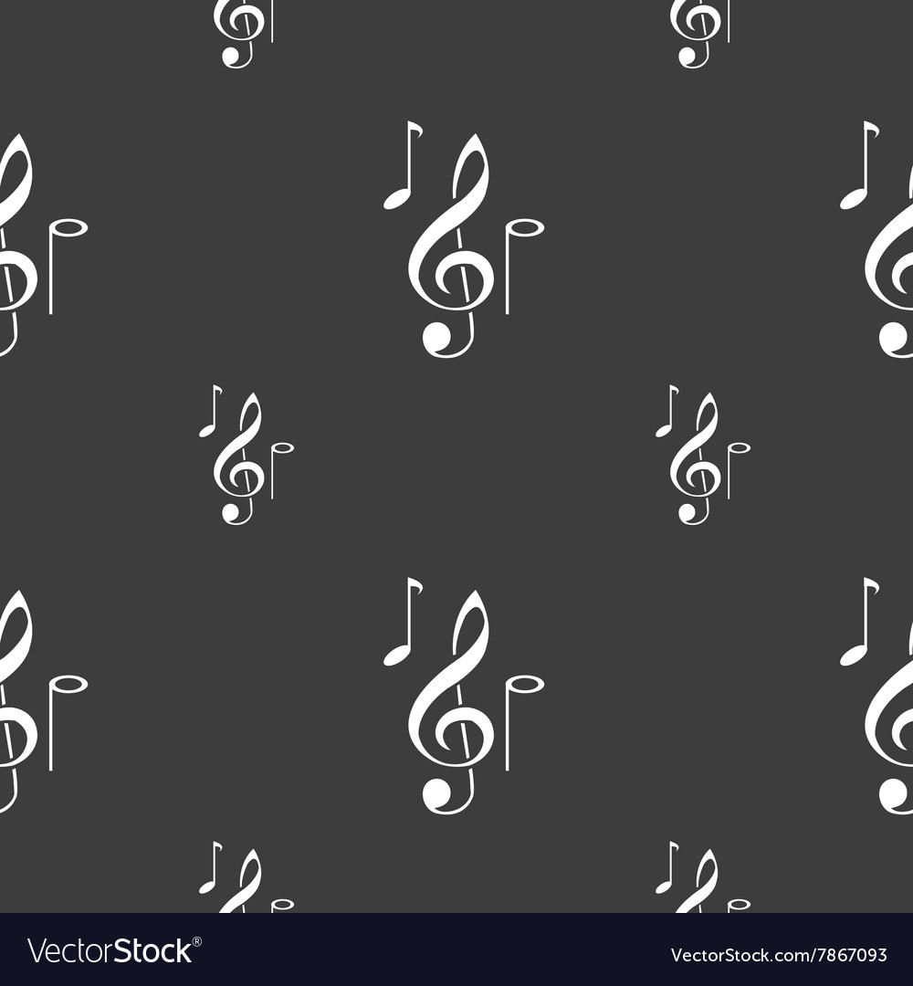 Musical notes icon sign seamless pattern on a gray