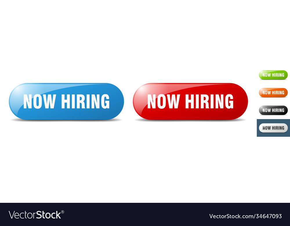 Now hiring button key sign push set