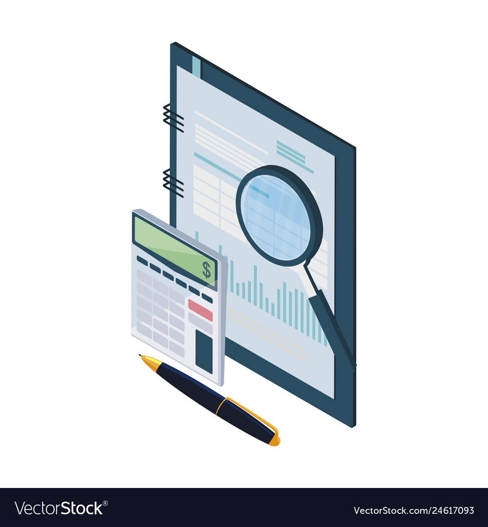Office notepad with set items vector image Office notepad with set items