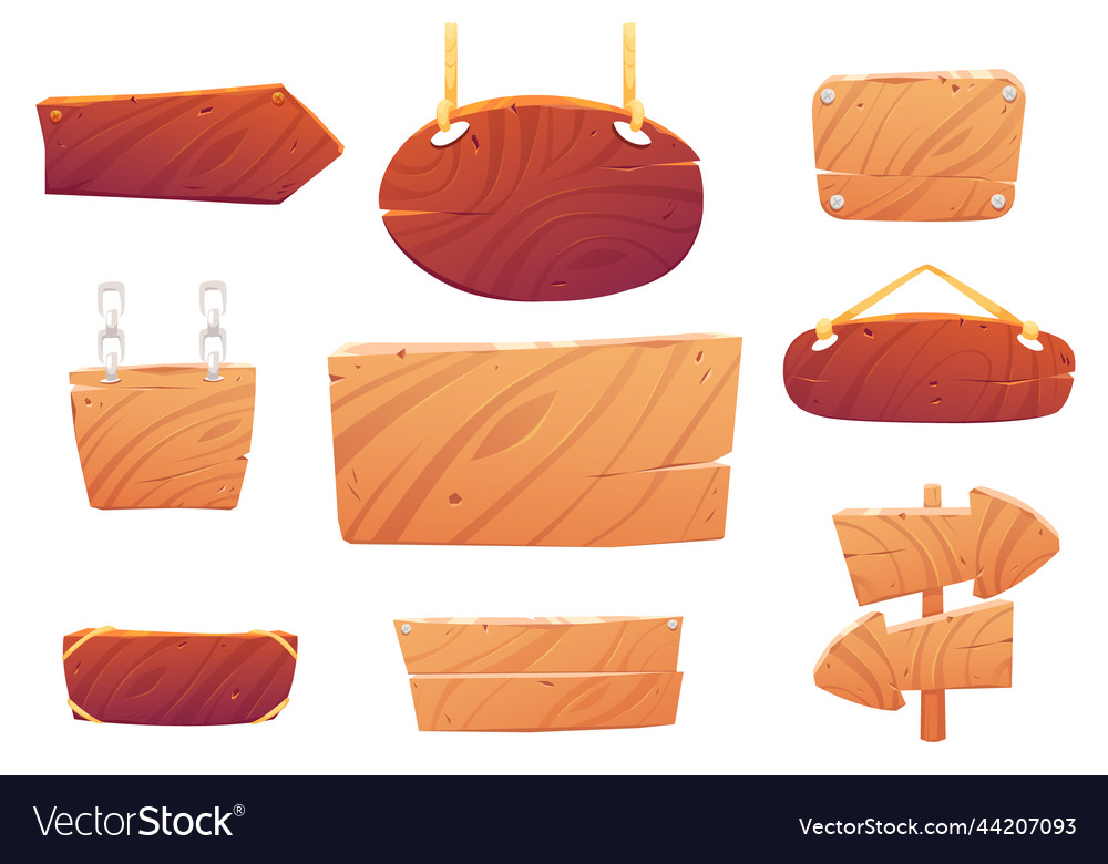 Old sign boards from light and brown wood Vector Image