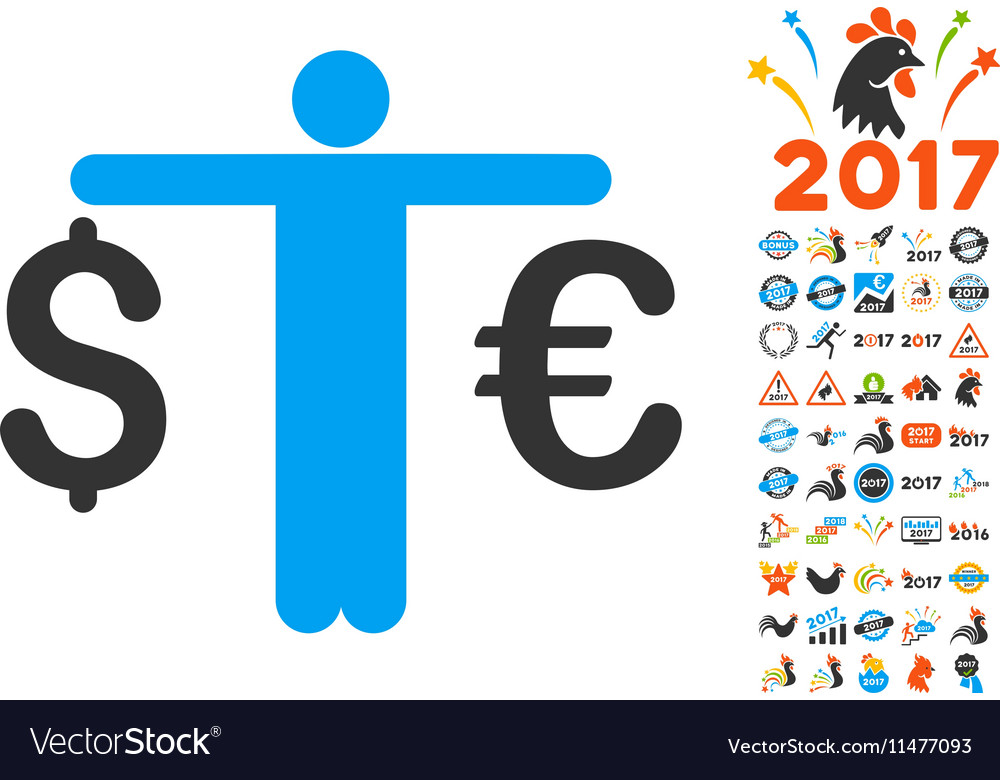 Person Compare Euro Dollar Icon With 2017 Year Vector Image