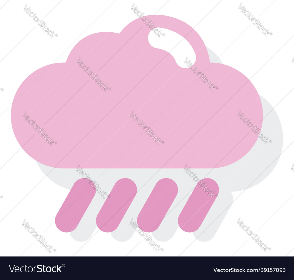 Pink heavy rain morning cloud icon on white