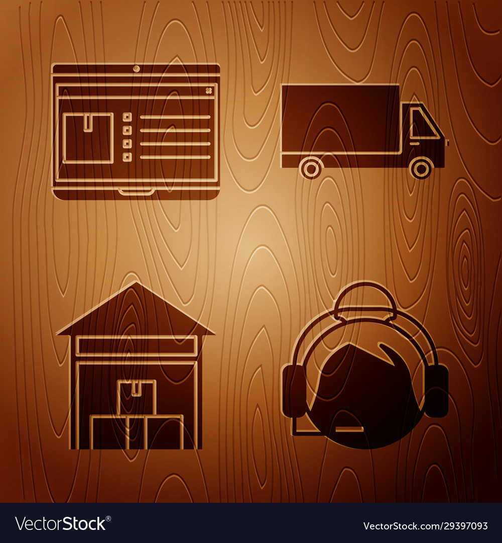 Set support operator in touch laptop with app vector image Set support operator in touch laptop with app