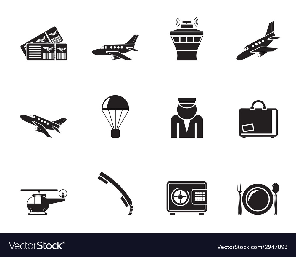 Silhouette airport and travel icons