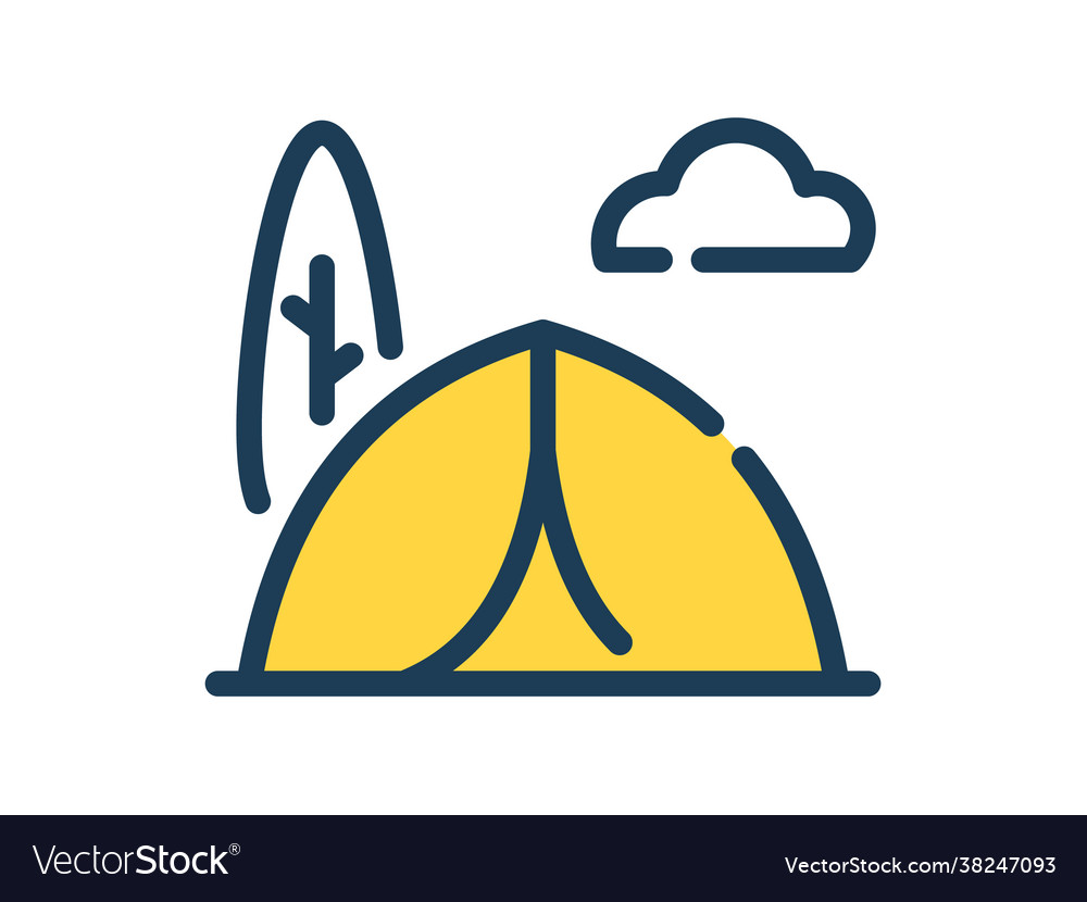 Summer tent single isolated icon with dash