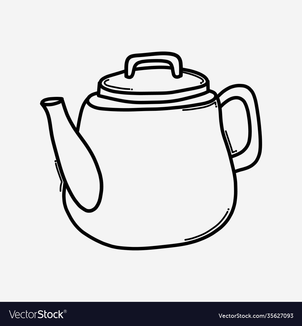 Teapot doodle icon drawing sketch hand drawn line Vector Image