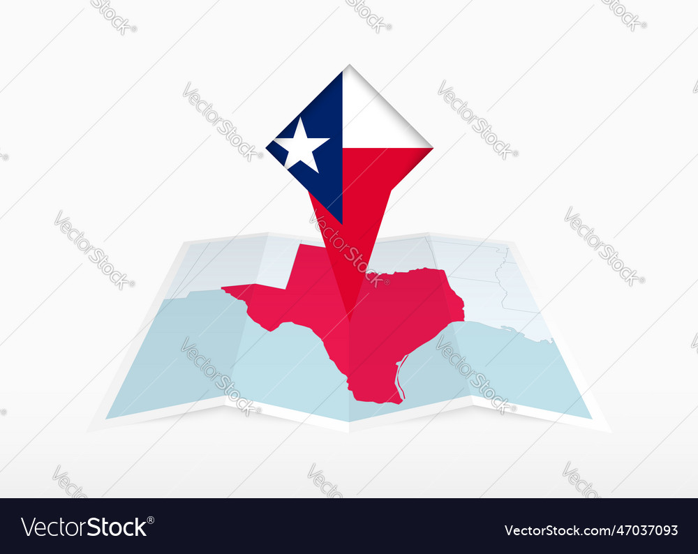 Texas is depicted on a folded paper map