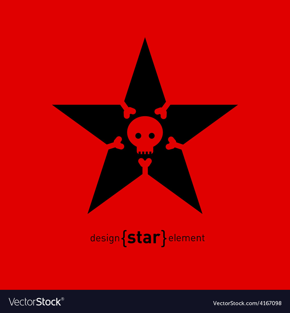 Abstract design element star with skull and bones