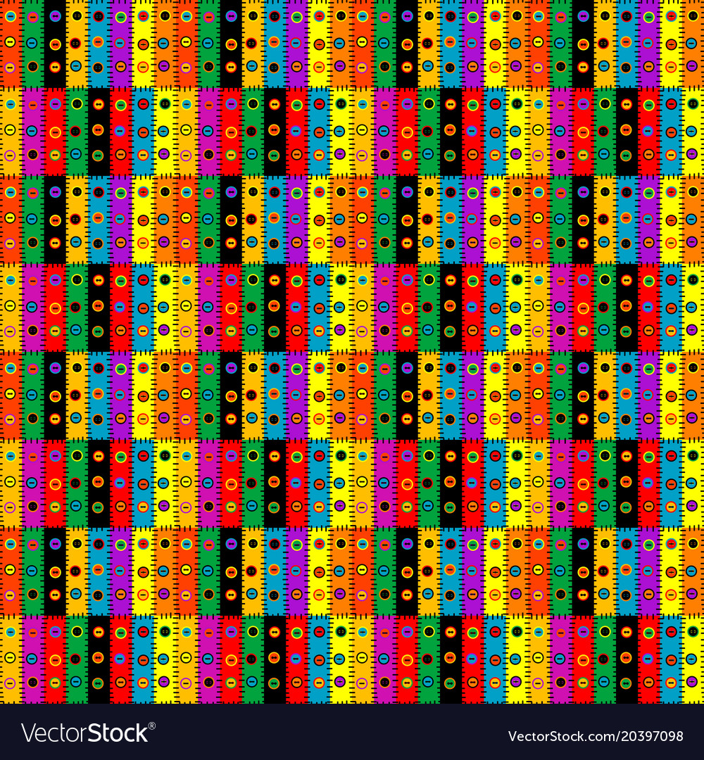Colorful patchwork background with buttons