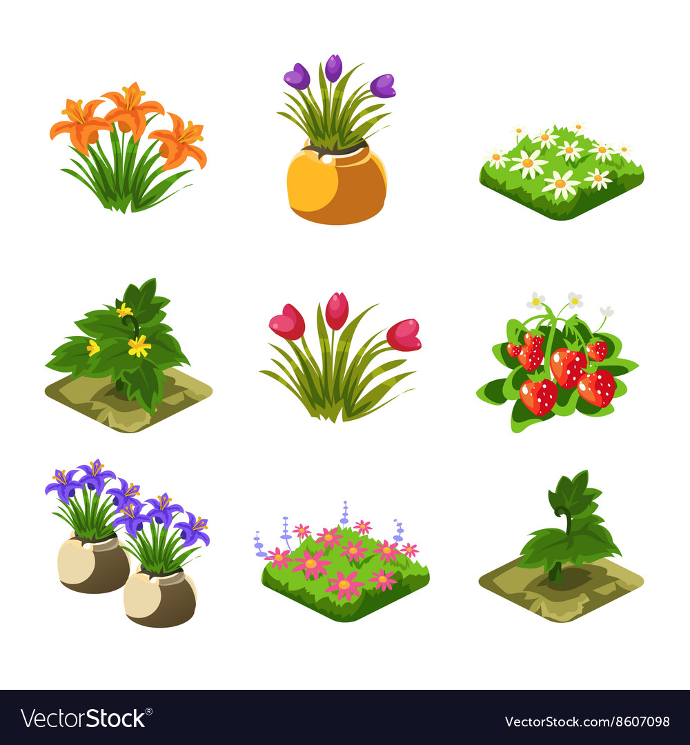 Cute Cartoon Garden Elements
