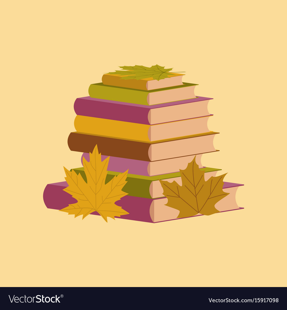 Flat icon on stylish background stack of books