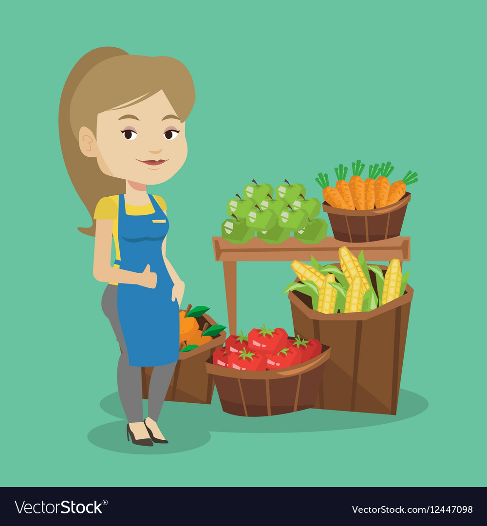 Friendly supermarket worker Royalty Free Vector Image