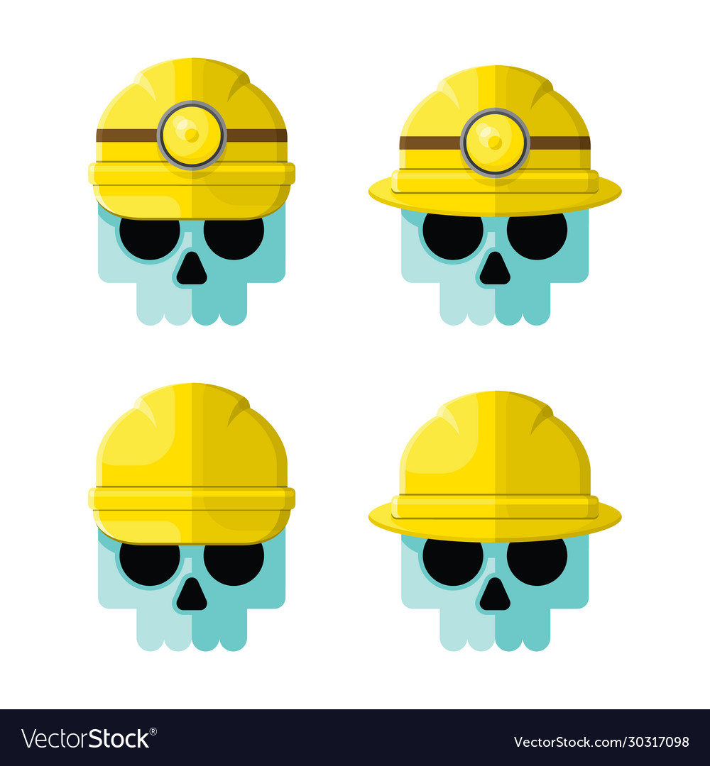 Hard hat skulls flat icon set Royalty Free Vector Image
