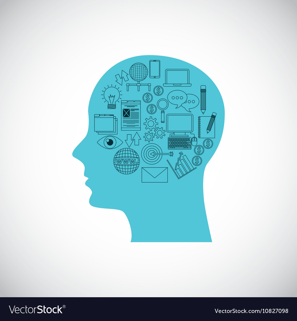 Head human profile business icon Royalty Free Vector Image