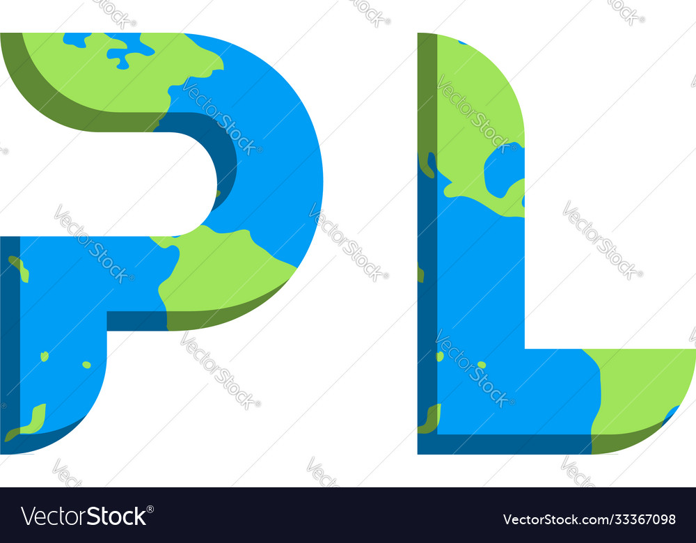 Initial pl logo design with world map style Vector Image Initial pl logo design with world map style