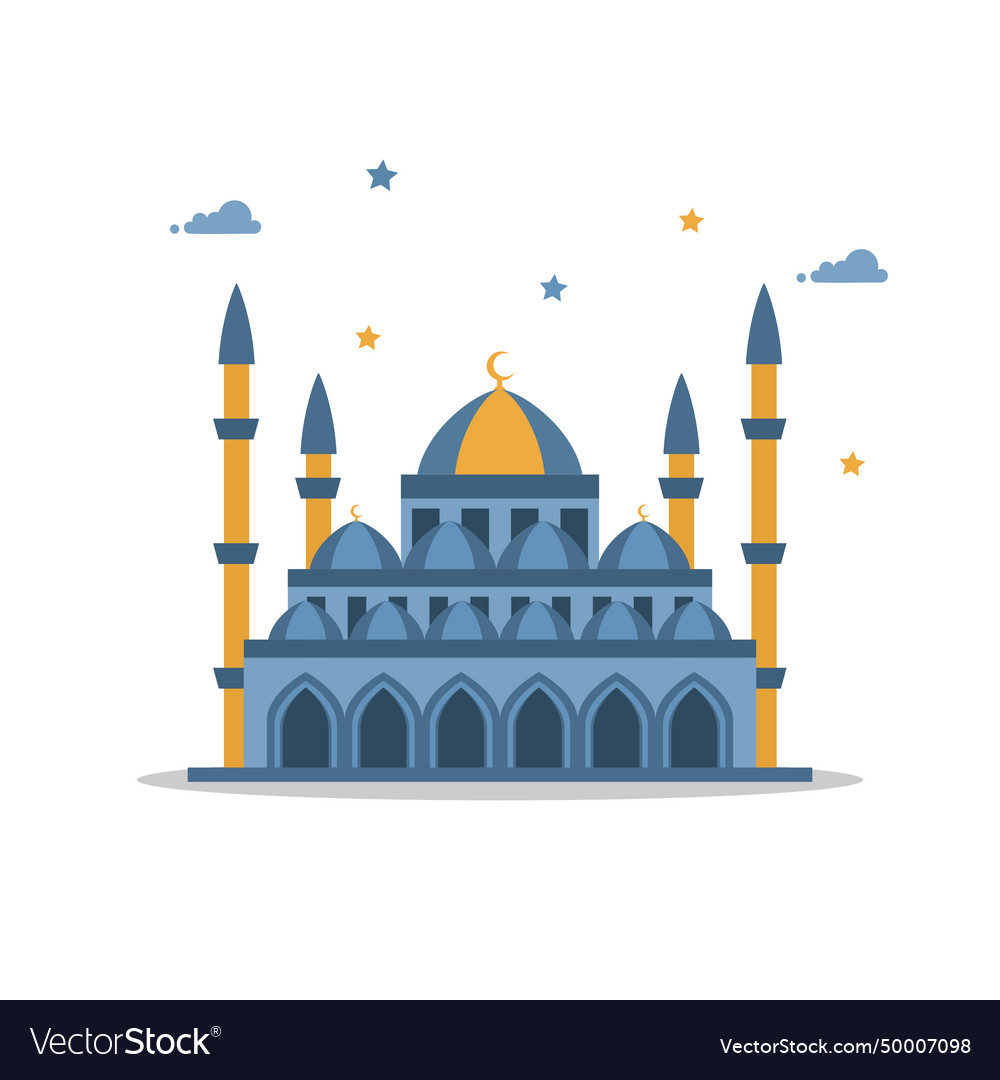 Islamic mosque flat Royalty Free Vector Image - VectorStock