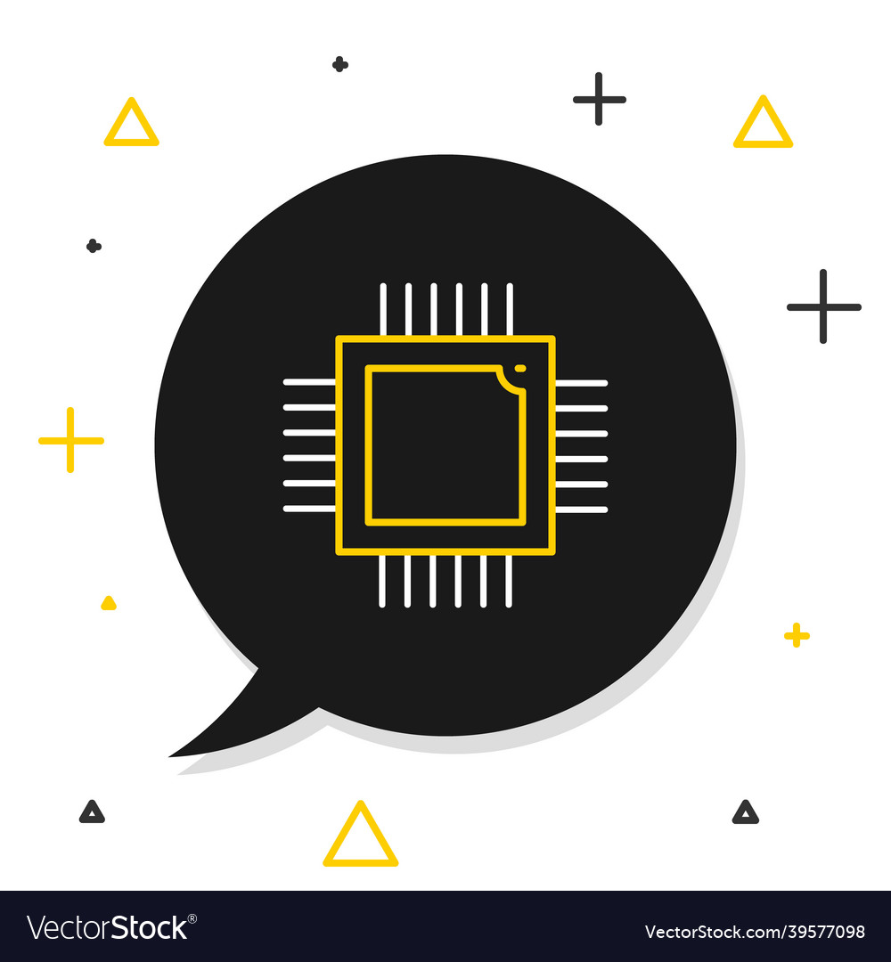 Line computer processor with microcircuits cpu vector image Line computer processor with microcircuits cpu