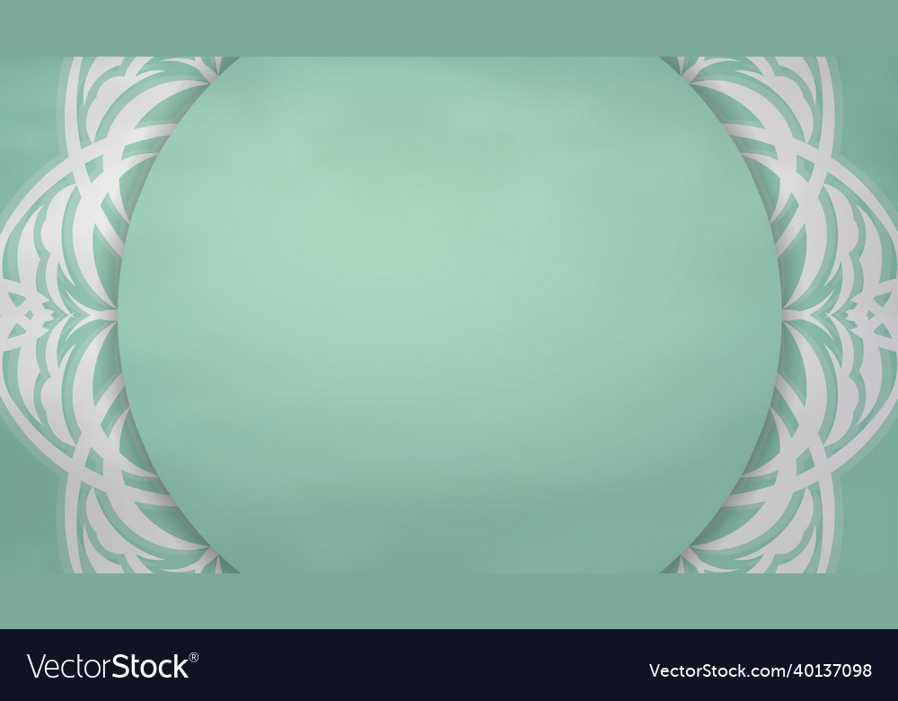 Mint color background with indian white pattern vector image Mint color background with indian white pattern