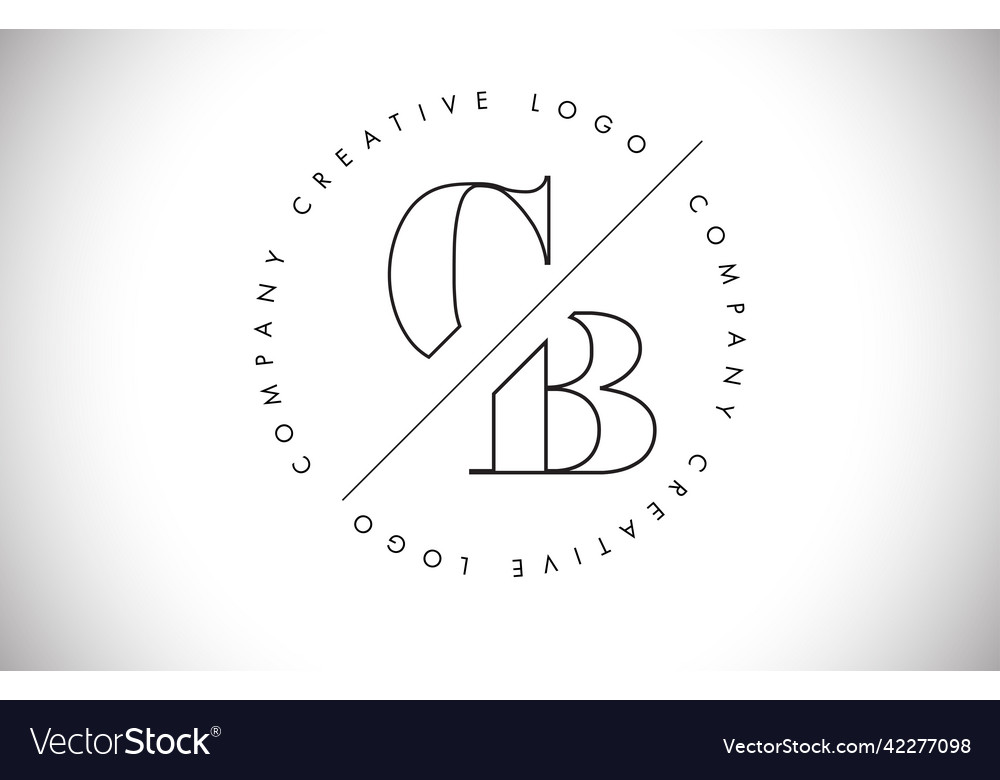 Outline cb c b letter logo with cut