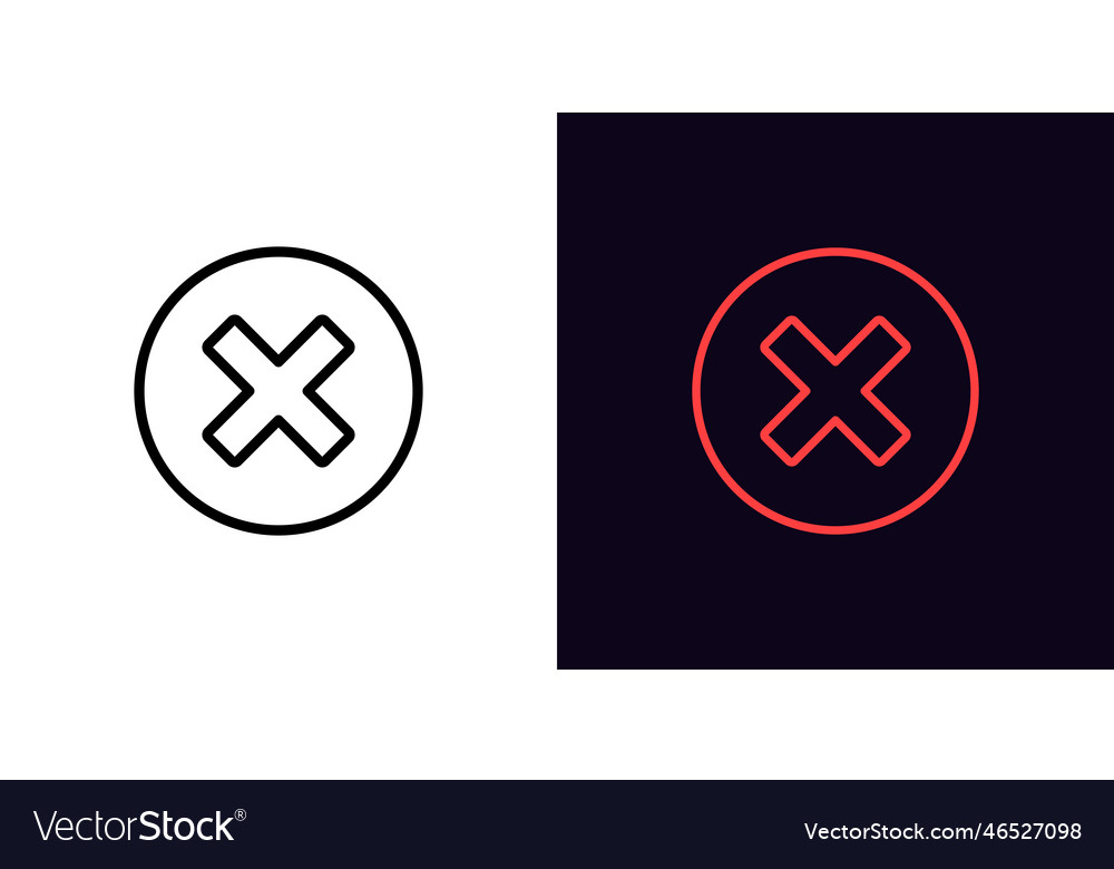 Outline cross mark icon with editable stroke