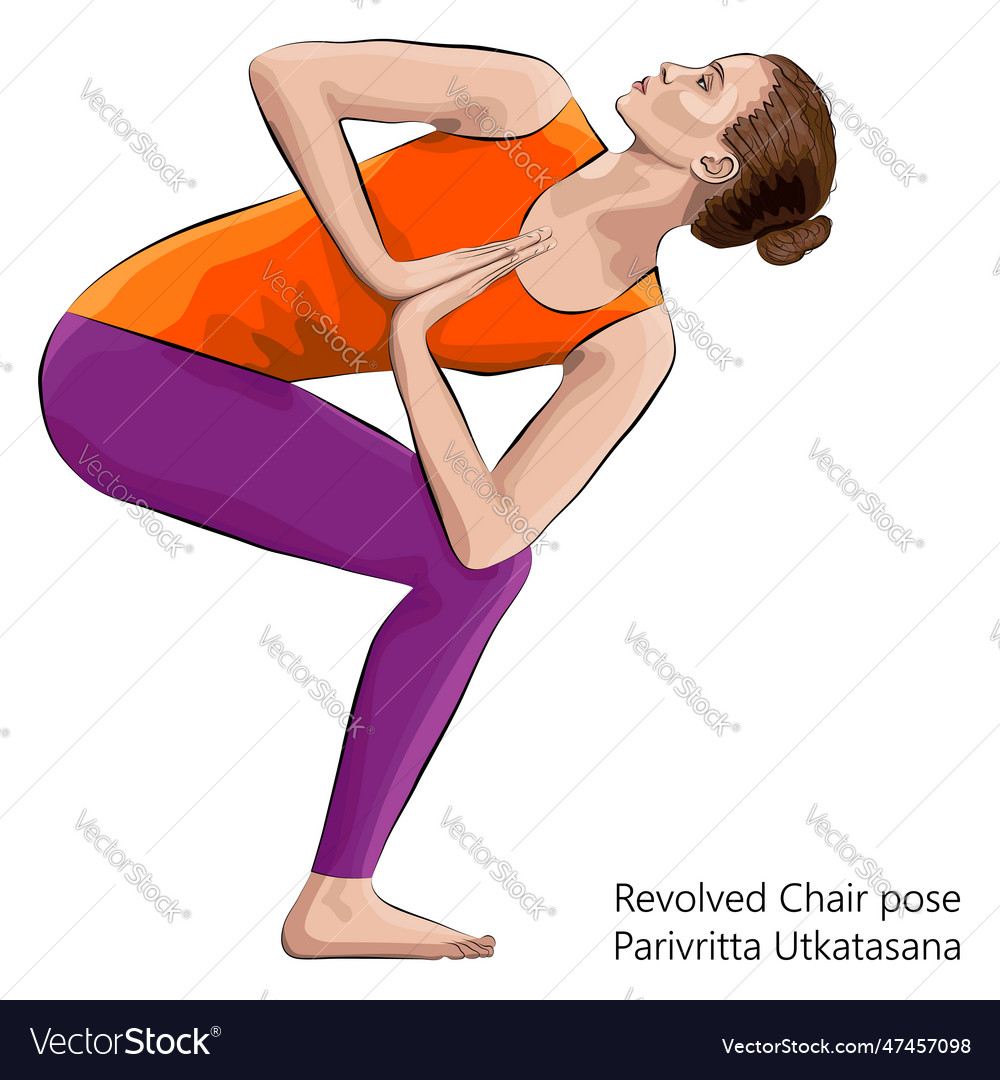 Parivritta utkatasana Royalty Free Vector Image