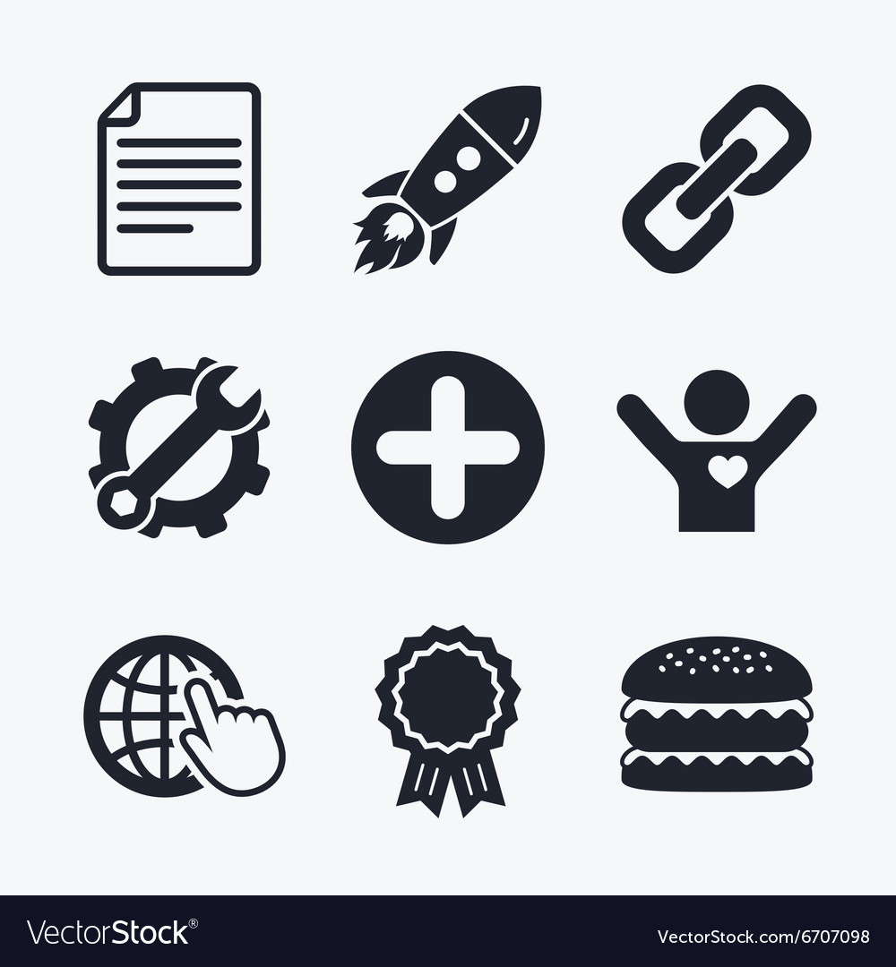 Plus circle and hyperlink signs file globe