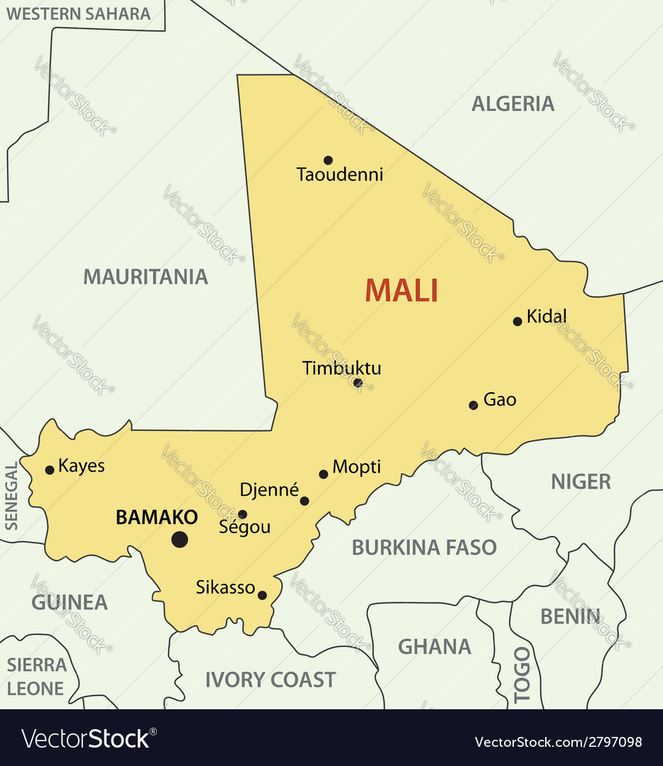 Republic of mali - map Royalty Free Vector Image