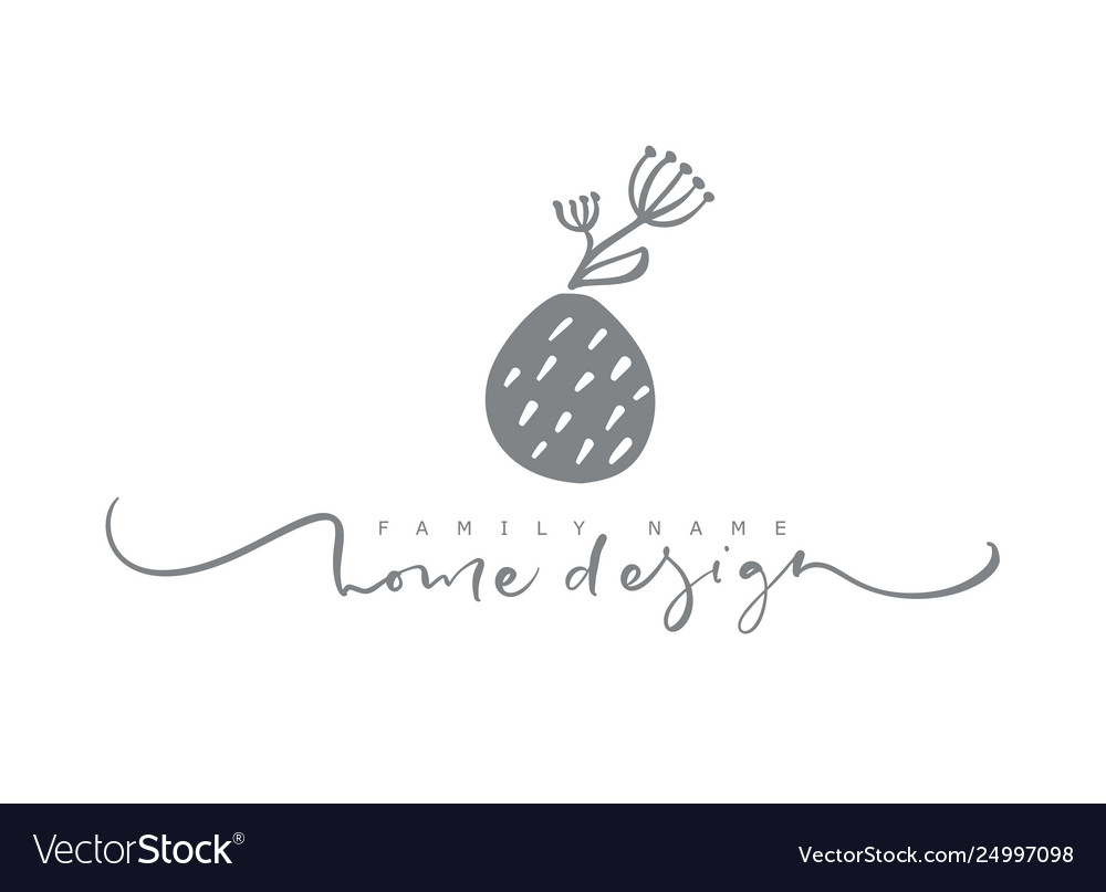 Scandinavian floral logo hand drawn icon