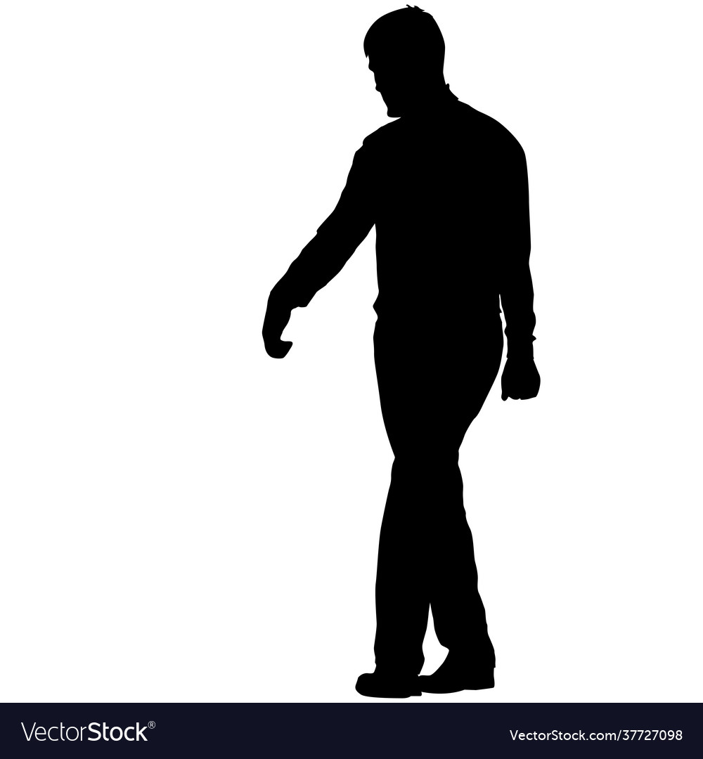 Silhouette a walking man on white background