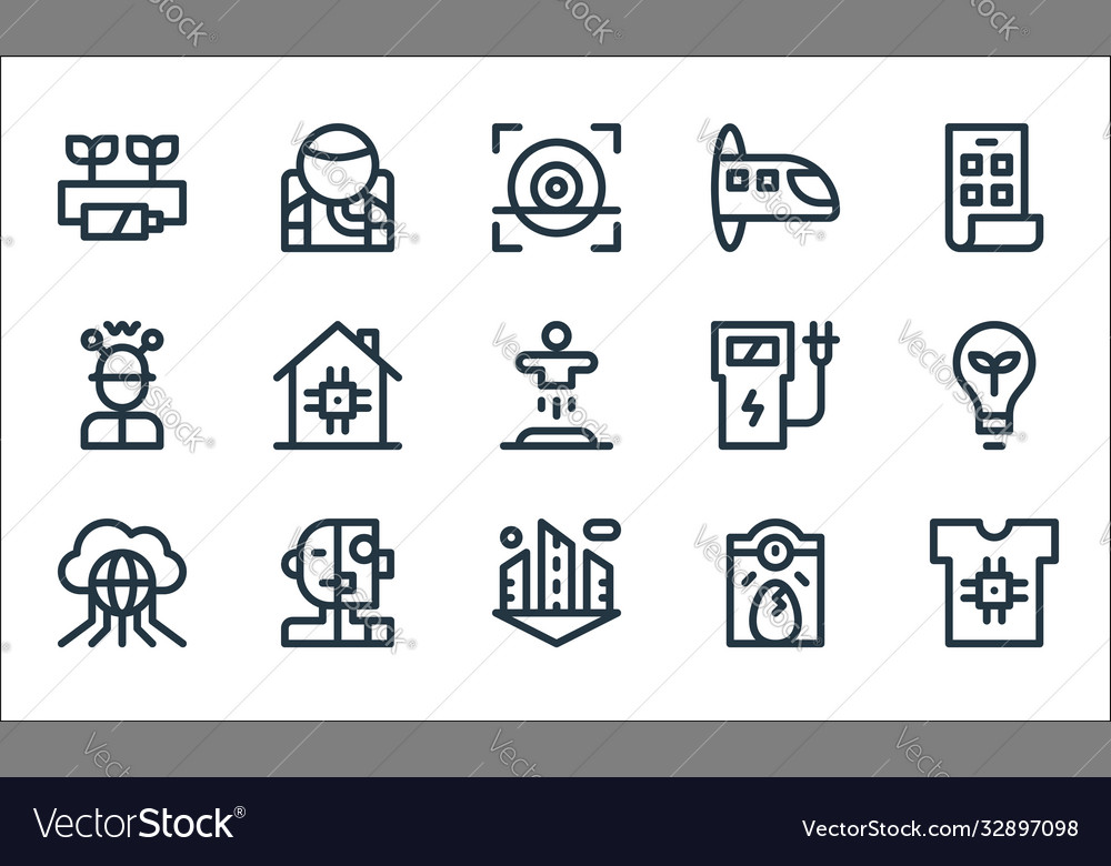 Technology future line icons linear set vector image Technology future line icons linear set