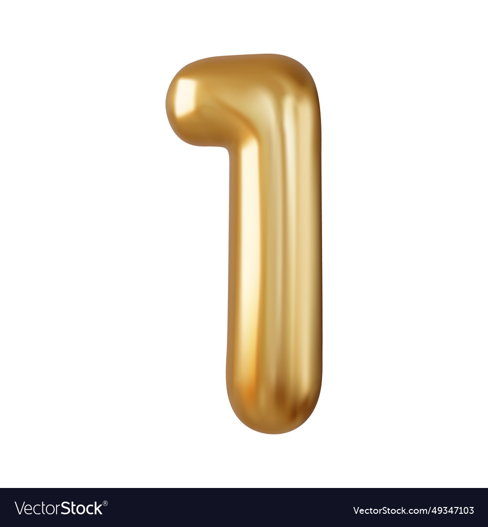 3d number 1 one sign gold color