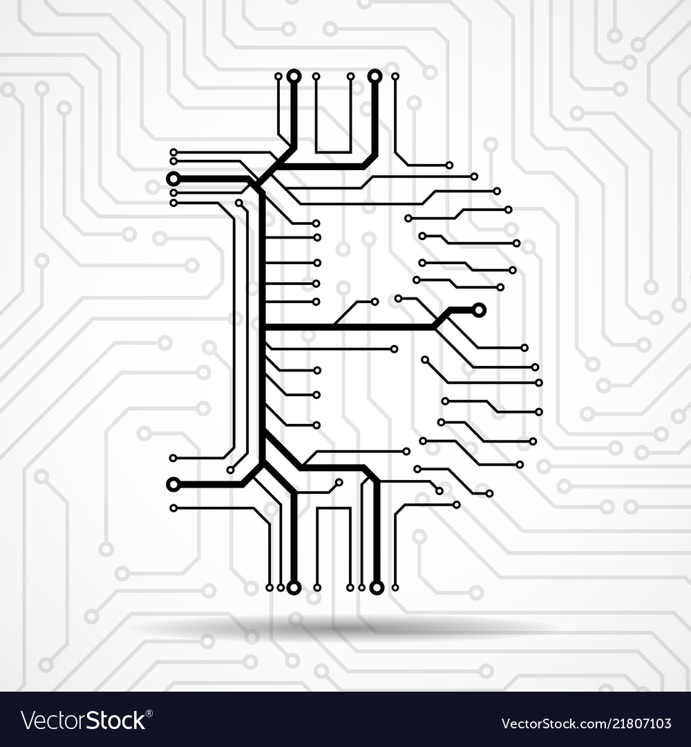 Abstract sign bitcoin from circuit board
