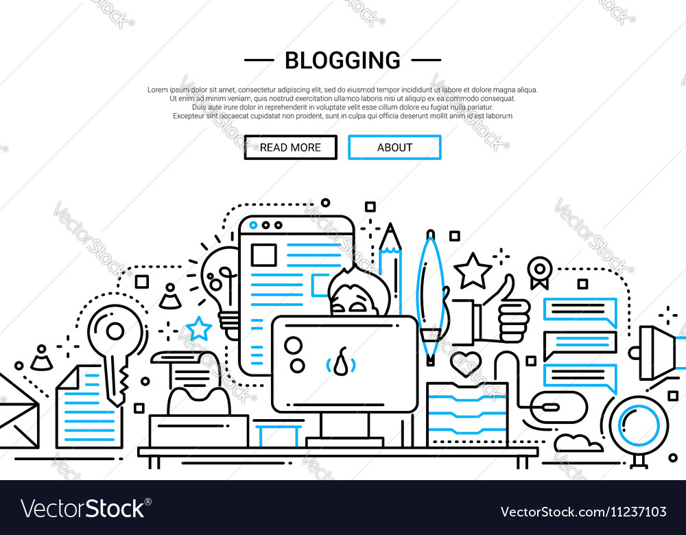 Blogging - line design website banner Royalty Free Vector