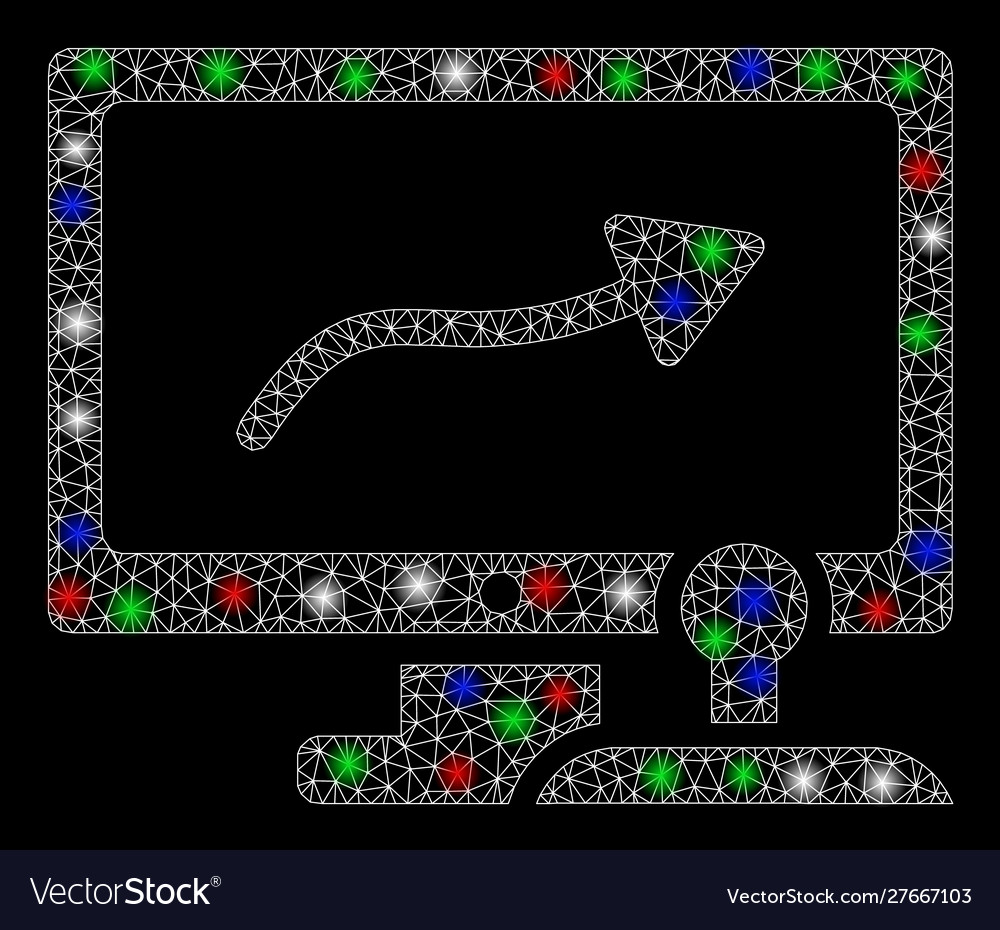 Bright mesh wire frame path control monitor vector image Bright mesh wire frame path control monitor