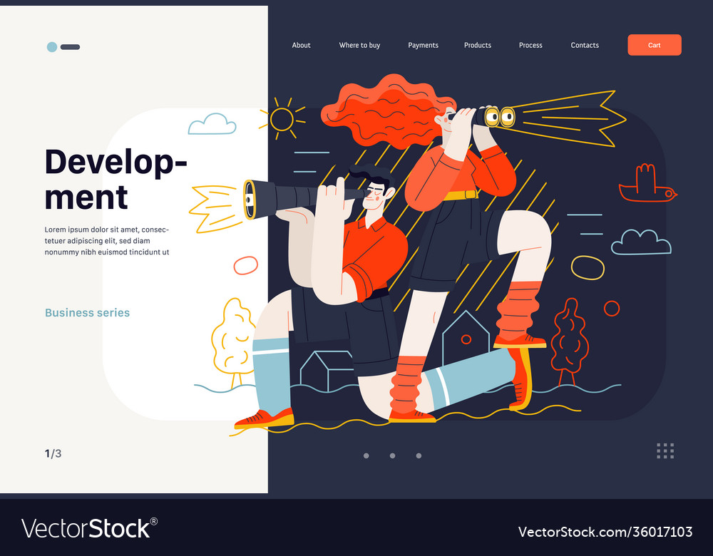 Business topics - development web template vector image Business topics - development web template