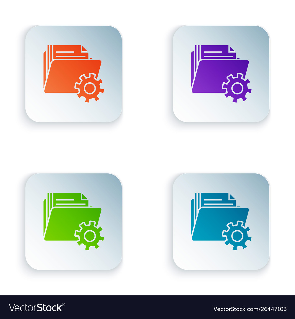 Color folder settings with gears icon isolated