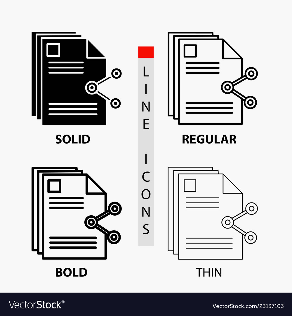 Content files sharing share document icon in thin vector image Content files sharing share document icon in thin