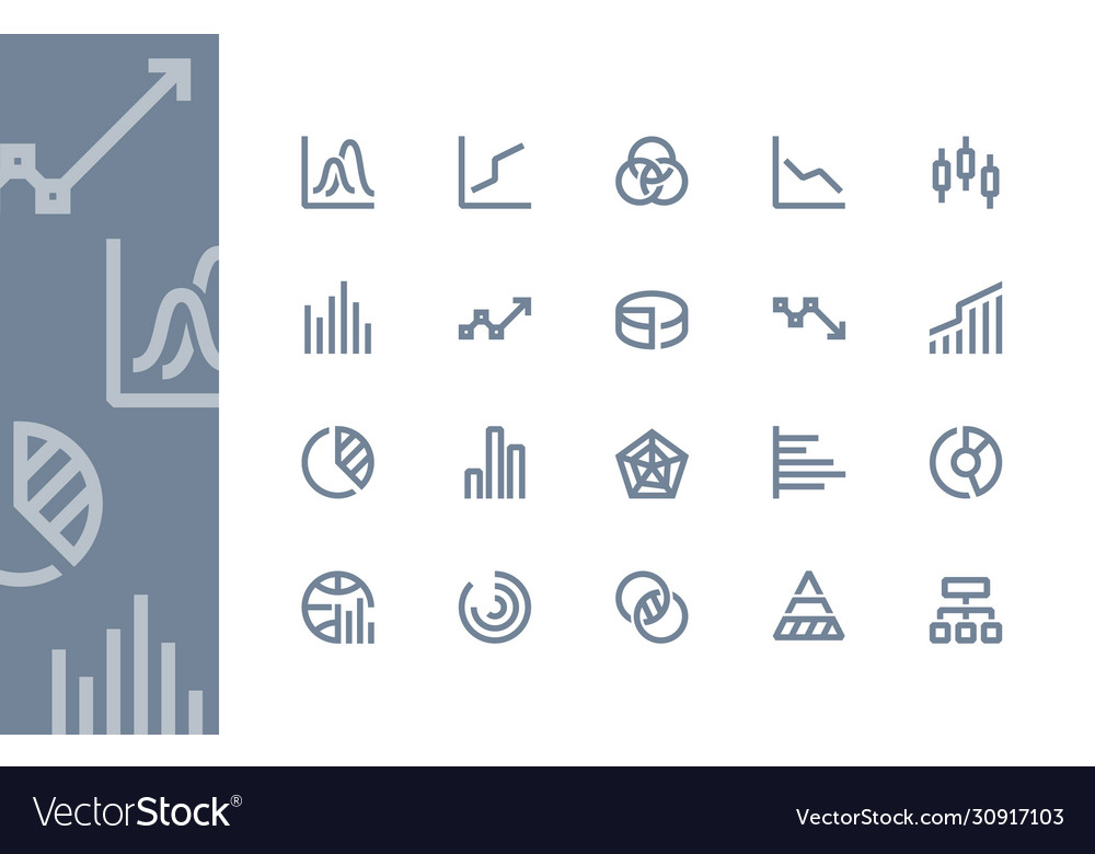 Diagrams and charts icons line series
