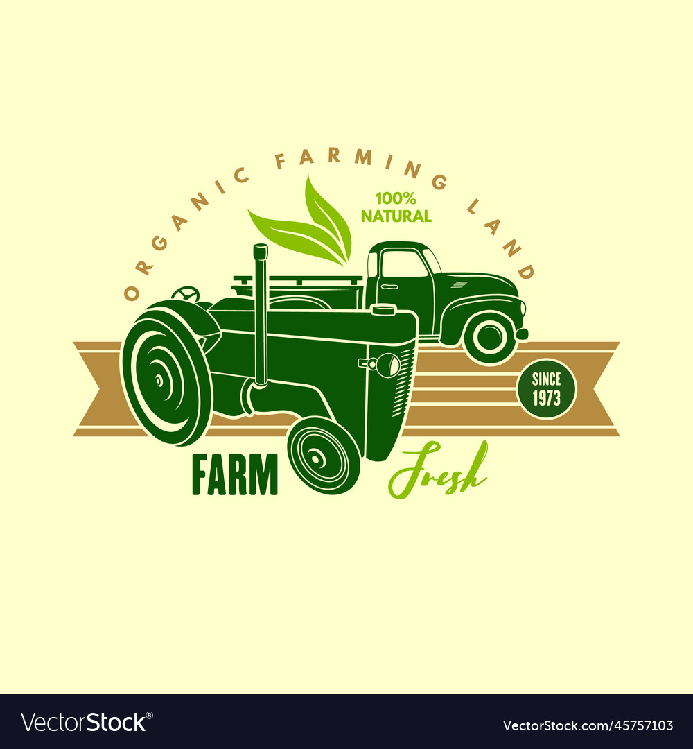 Farm logo design concept with retro tractor