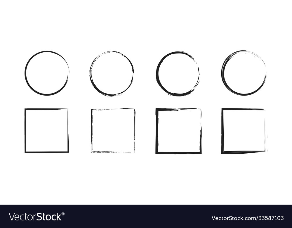 Frame brush art line round and square background vector image Frame brush art line round and square background
