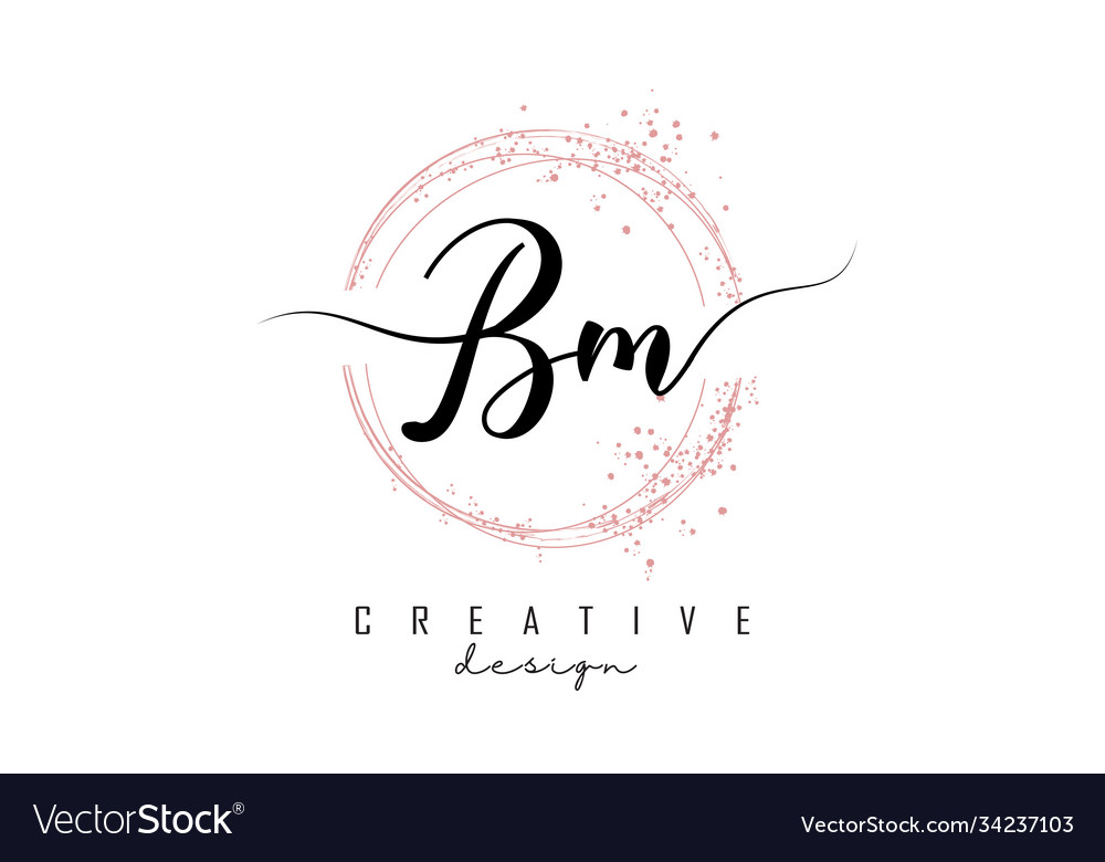 Bm b m letter logo with color block design Vector Image