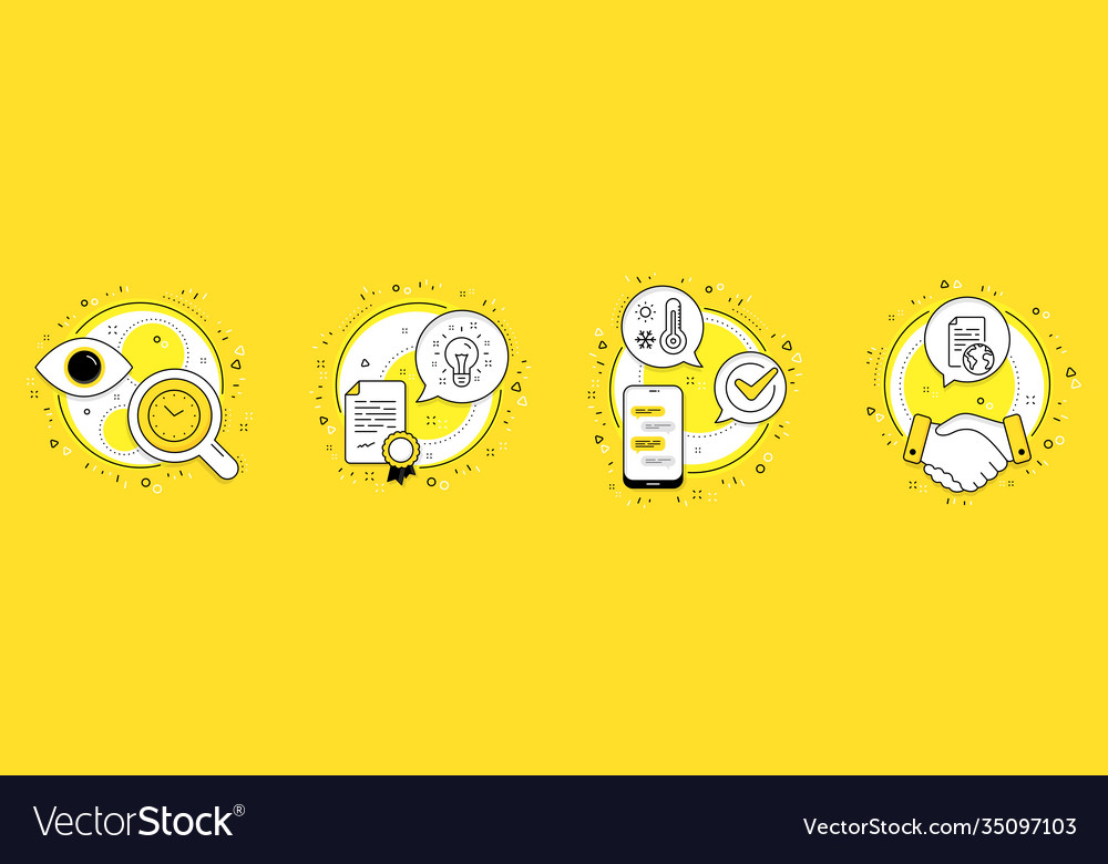 Idea time and weather thermometer icons set