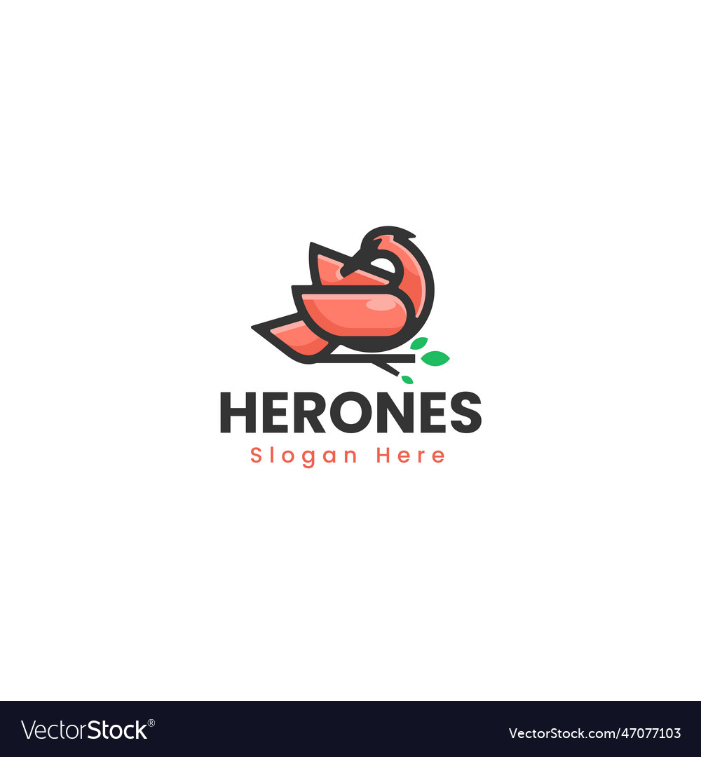 Logo heron simple mascot style